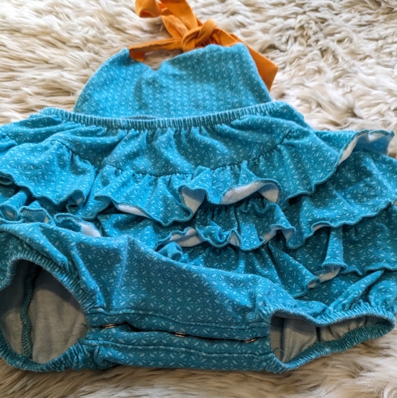 RicRac Ruffle Blue Zebra Bubble Onesie - Picture 4 of 5